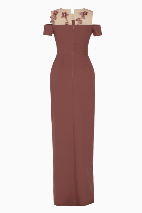 One Leg Slit Dress With Peplum Detail